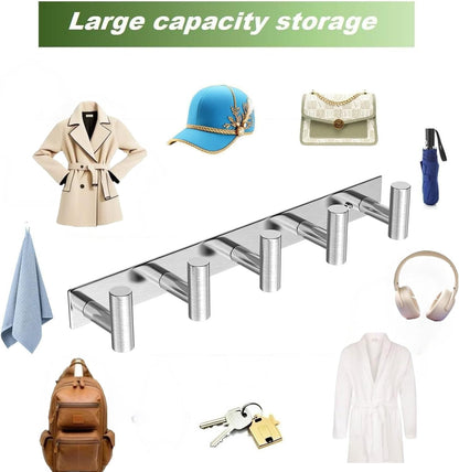 Wall Mounted Coat Rack-3 Hooks, Heavy Duty Stainless Steel Wall Hooks for Towel Coat Bag, Hat Rack Coat Hanger Coat Hooks Towel Racks for Bathroom Entryway Kitchen Office (Silver, 1 Pack)