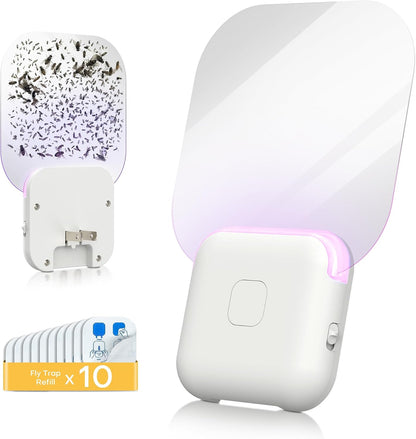 Fruit Fly Traps for Indoors (2 Device + 20 Refills), Gnat Traps for House Indoor, Plug in Fly Traps Indoor for Home, Kitchen&Living Room
