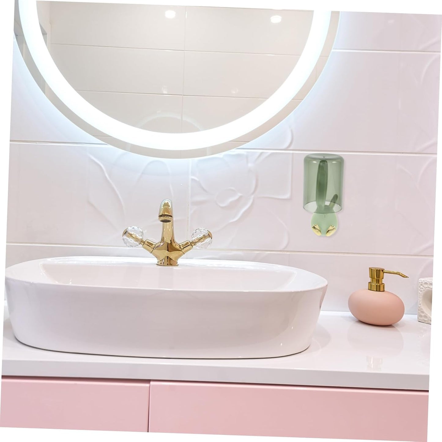 Zerodeko Wall-Mounted Toothbrush Holder with Cup and Cover Easy Installation Bathroom Organizer for Toothbrushes and Cups Space-Saving Design for Home and Dorm Use