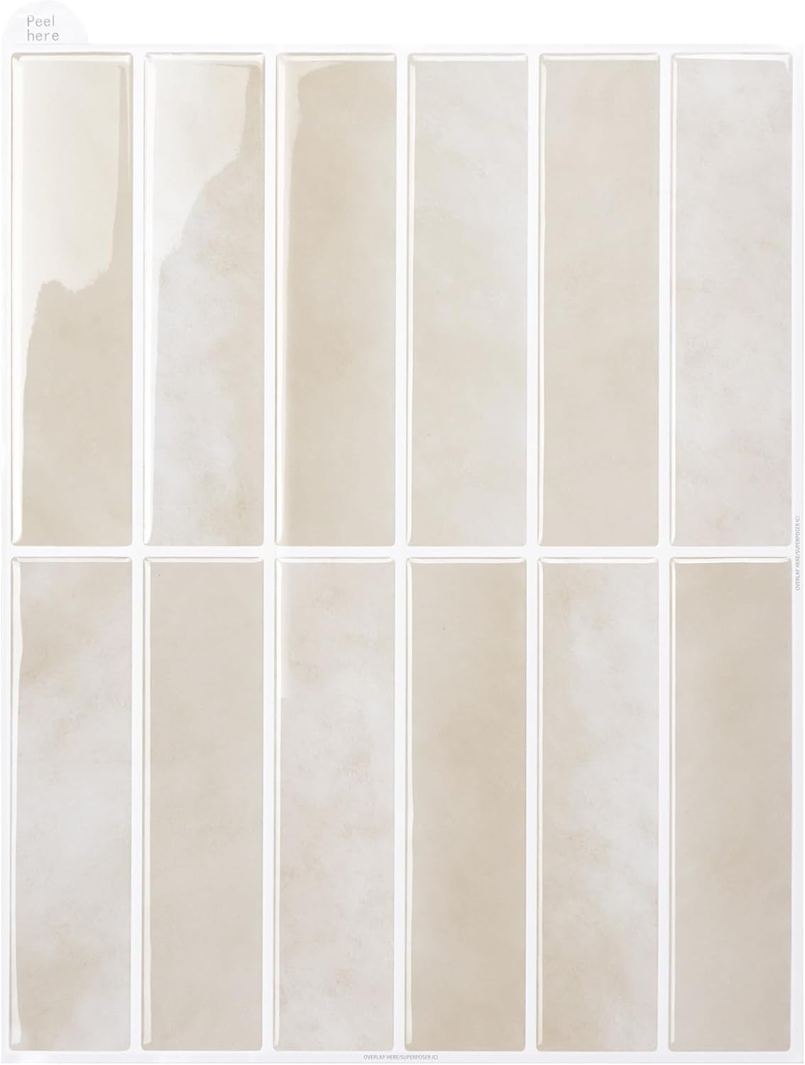 10-Pack Peel and Stick Backsplash Tiles, 11.4×9 Inch Beige Self Adhesive 3D Vinyl Wall Tiles for Kitchen, Bathroom and Camper