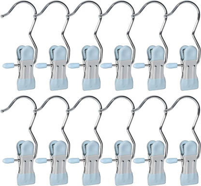 15/30Pcs Upgrade Double Head Clamp Dipped Clothespin for Laundry Hooks with Clips, Boot Holder, Hanging Clips, Portable Multifunctional Hangers Single Clip Space Saving for Jeans, Hats (15, White)