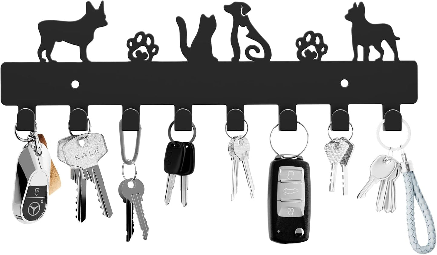 GTK Key Holder for Wall, Key Hooks with 6 Hooks, Wall Mounted Key Holder for Hallway, Self Adhesive Key Rack(White)