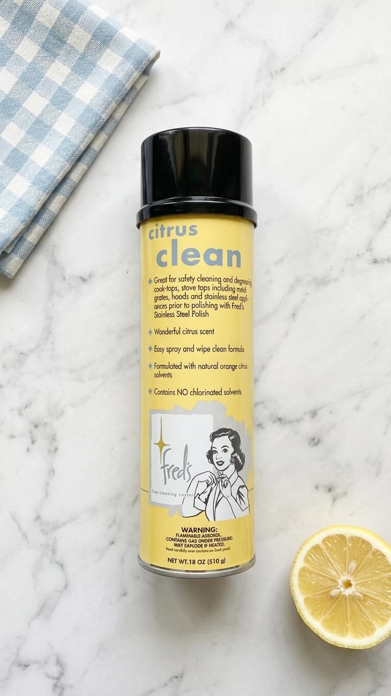 Fred's Citrus Clean Natural Orange Degreaser Spray - Heavy Duty Kitchen Cleaner for Stoves, Grills, Stainless Steel & Multi-Surface - Foaming Formula, Fresh Citrus Scent, 18 oz