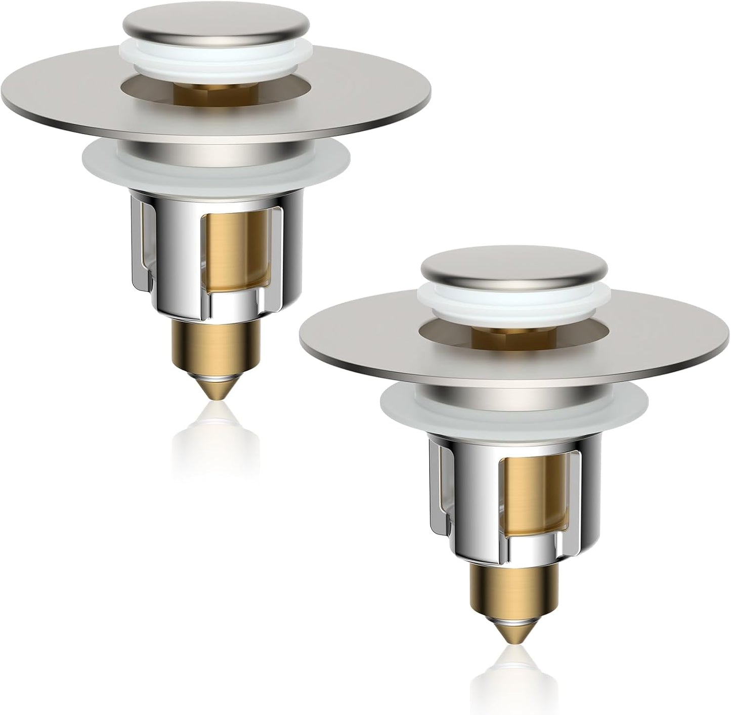 iFealClear Metal Universal Bathroom Sink Stopper, Upgraded Stainless Steel Sink Drain Strainer for 1.1''~2.36" Basin Pop Up Drain Strainer, Anti-Clogging Filter Basket, Brushed Nickel