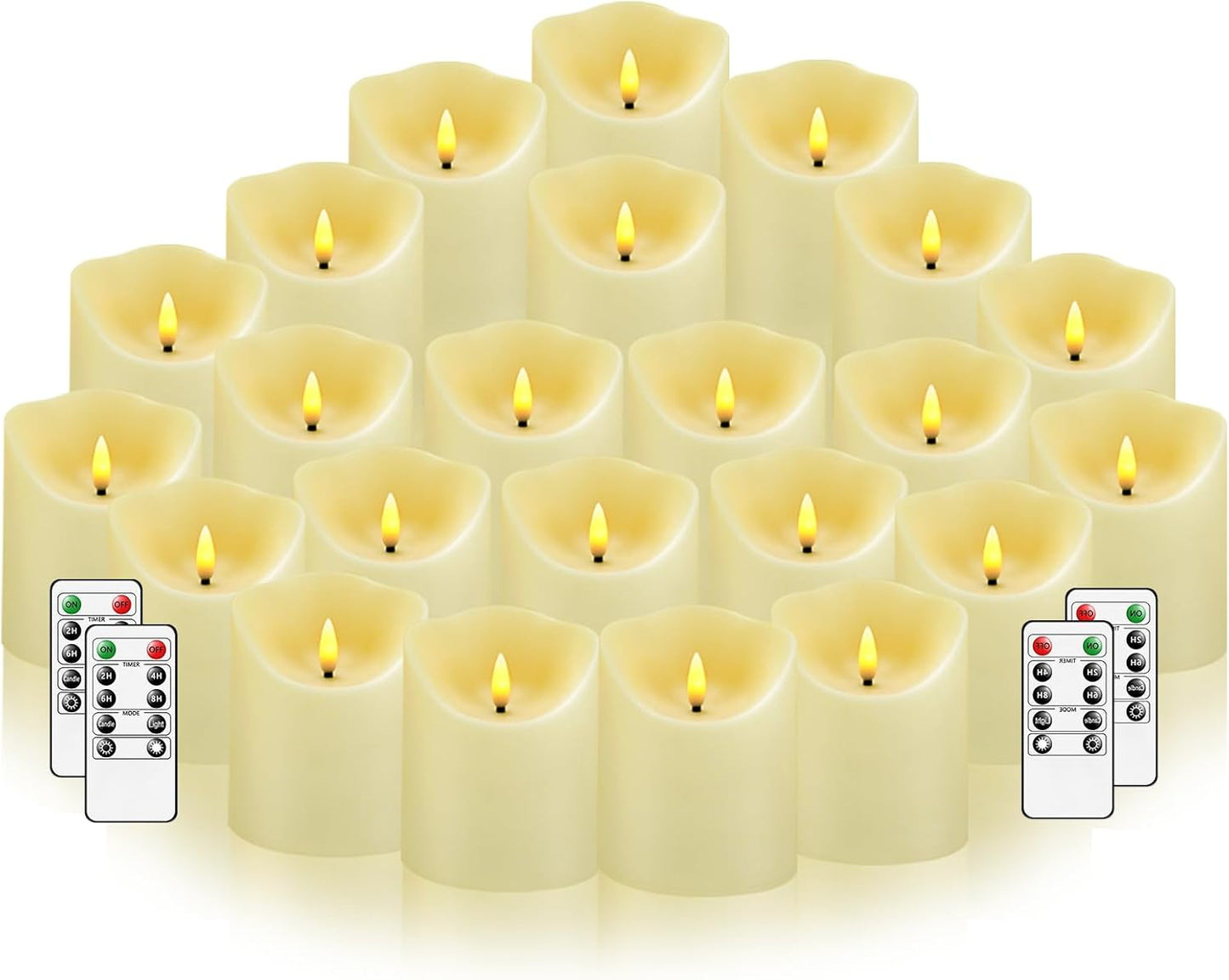 Nimiko Flameless Candles with Remote, Battery Operated Flickering Flameless Candles, LED Candles with Timer 2/4/6/8H, with Realistic LED Candles Set of 9 (D3 x H 3" 4" 5" 6" 7") (White)