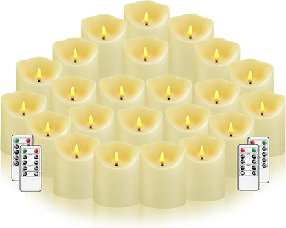 Nimiko Flameless Candles with Remote, Battery Operated Flickering Flameless Candles, LED Candles with Timer 2/4/6/8H, with Realistic LED Candles Set of 9 (D3 x H 3" 4" 5" 6" 7") (White)