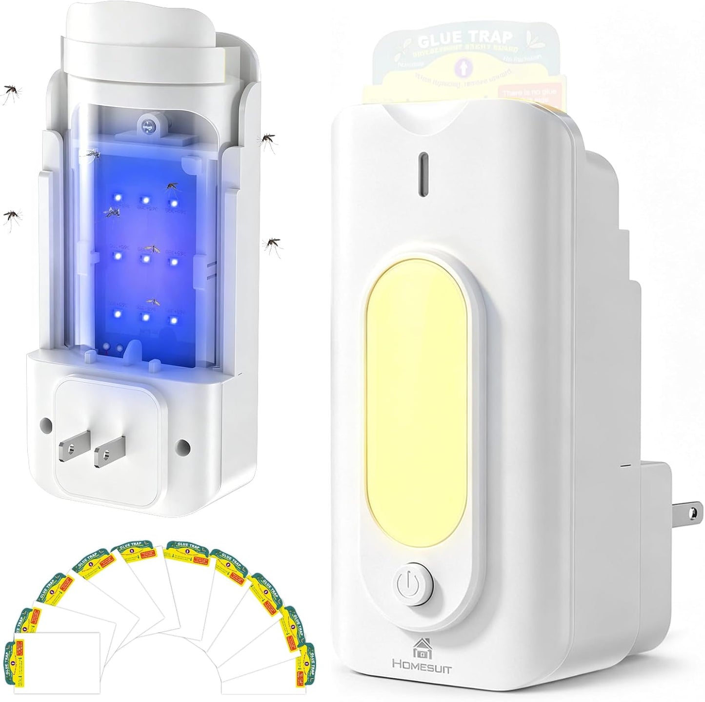 Homesuit Plug-in Fly Trap Indoor, 5W UV & Small Night Light Insect Trap with 10 Sticky Glue Cards, Flying Insect Catcher for Gnats, Moths in Home, Kitchen, Bedroom