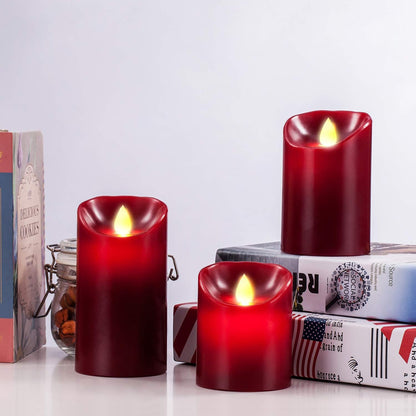 Enpornk Flameless Candles, Flickering Moving Flame LED Candles Set of 5 (Size: D: 3" x H: 4"/4"/4"/6"/6") Pillar Realistic Real Wax Battery Operated Candles with Remote Control 2 4 6 8 Hours Timer
