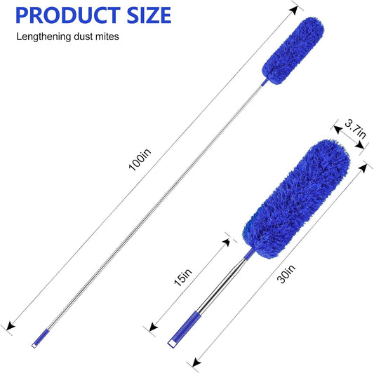 SetSail Extra-Long Dusters with Extension Pole 100-inch for Cleaning, Bendable Microfiber Head Washable Ceiling Fan Duster for High Ceilings, Furniture