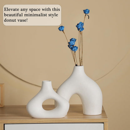 CEMABT Modern Nordic Boho Vase Set - Elegant Beige Matte Ceramic Vase for Living Room, Bookshelf, Mantel, Entryway Table & Console Decor | Home Decor Shelf Decorations Easter Gift