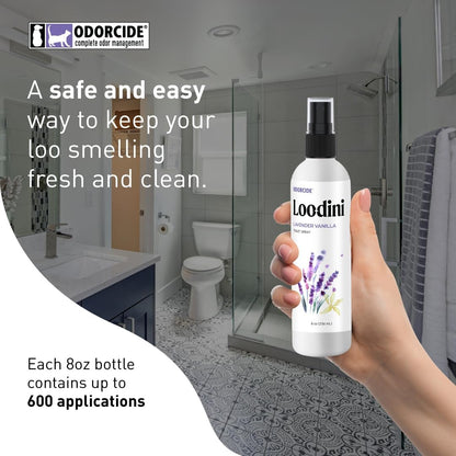 Odorcide Loo-Dini Lavender Vanilla 8oz Toilet Spray & Bathroom Spray – Use This Bathroom Spray Odor Eliminator Before You Go – Poop Spray For Toilet and Bathroom Air Freshener & Bathroom Deodorizer