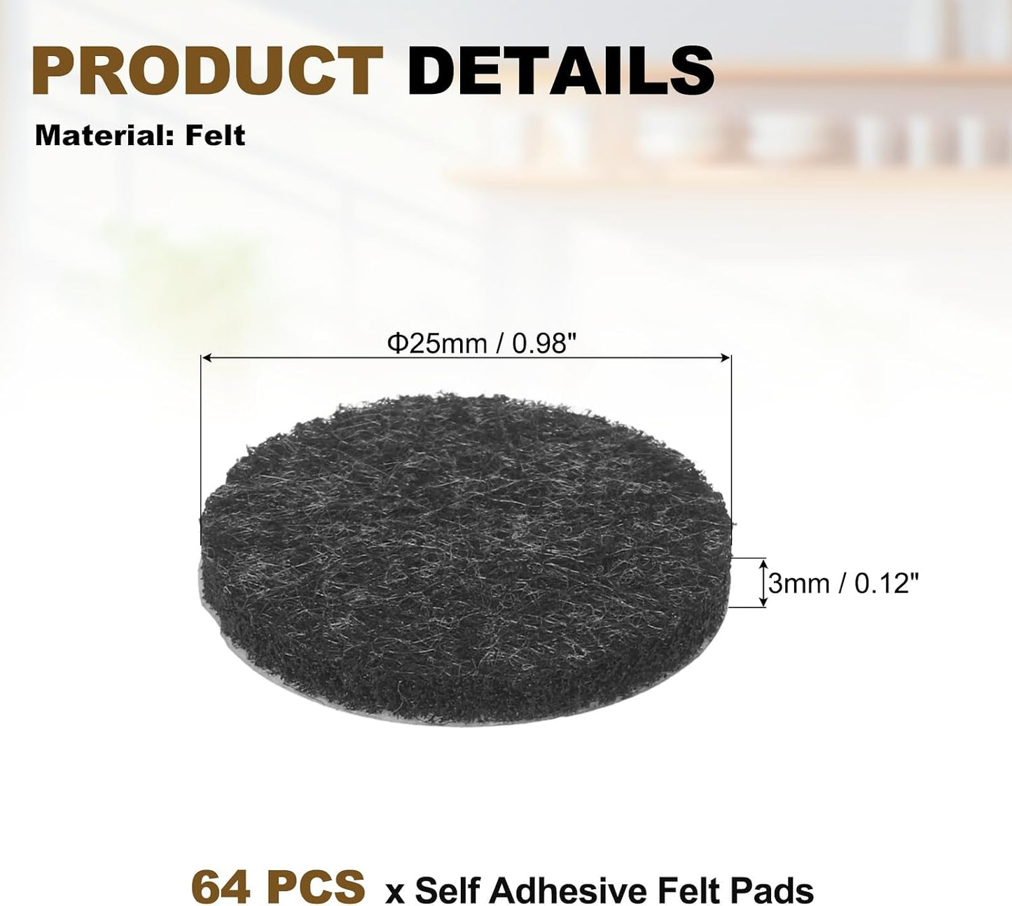 uxcell 32Pcs Non Slip Furniture Pads, 3" Round Self Adhesive Felt Bumpers Noise Reducing Furniture Feet Floor Protector for Chairs Tables Furniture Legs (White 0.2" Thick) - Colors A