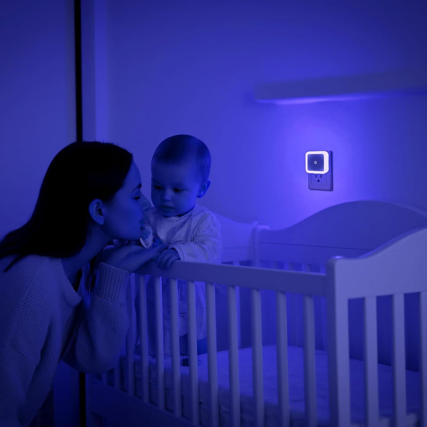 6 Pack Blue LED Night Light Plug in, Dusk to Dawn Sensor Automatic On and Off, Energy Efficient, Soft Glow Kids, Nursery, Bedroom, Bathroom, Hallway, Stairs, Kitchen