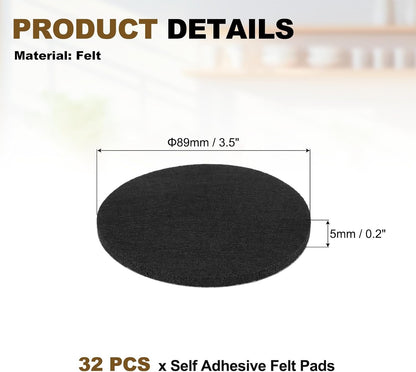 uxcell 32Pcs Non Slip Furniture Pads, 3" Round Self Adhesive Felt Bumpers Noise Reducing Furniture Feet Floor Protector for Chairs Tables Furniture Legs (White 0.2" Thick) - Colors A