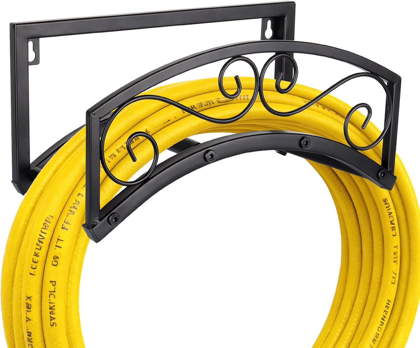 BOLITE Garden Hose Holder Wall Mount, Heavy Duty Metal Water Hose Holder with Basket for Outside, Hose Storage Holds 150FT Water Pipe for Yard, Lawn, Garden, Farm, Gifts for Women Men