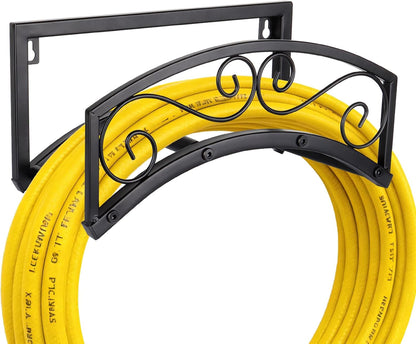 BOLITE Garden Hose Holder Wall Mount, Heavy Duty Metal Water Hose Holder with Basket for Outside, Hose Storage Holds 150FT Water Pipe for Yard, Lawn, Garden, Farm, Gifts for Women Men