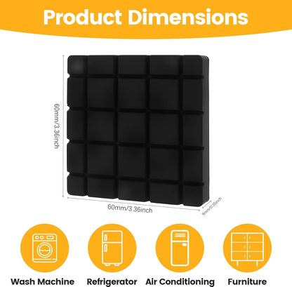 4 Pack Anti Vibration Pads for Washing Machine Square 2.36" x 2.36" x 0.35" Rubber Isolation Pads Support Foot Floor Pad for Laundry Room Air Conditioner Washer And Dryer Stand Black