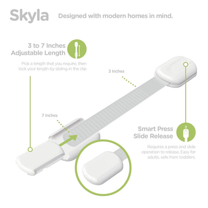 SKYLA HOMES Baby Locks Child Safety Cabinet Proofing - Safe Quick and Easy 3M Adhesive Cabinet Drawer Door Latches No Screws & Magnets Multi-Purpose for Furniture Kitchen Ovens Toilet Seats