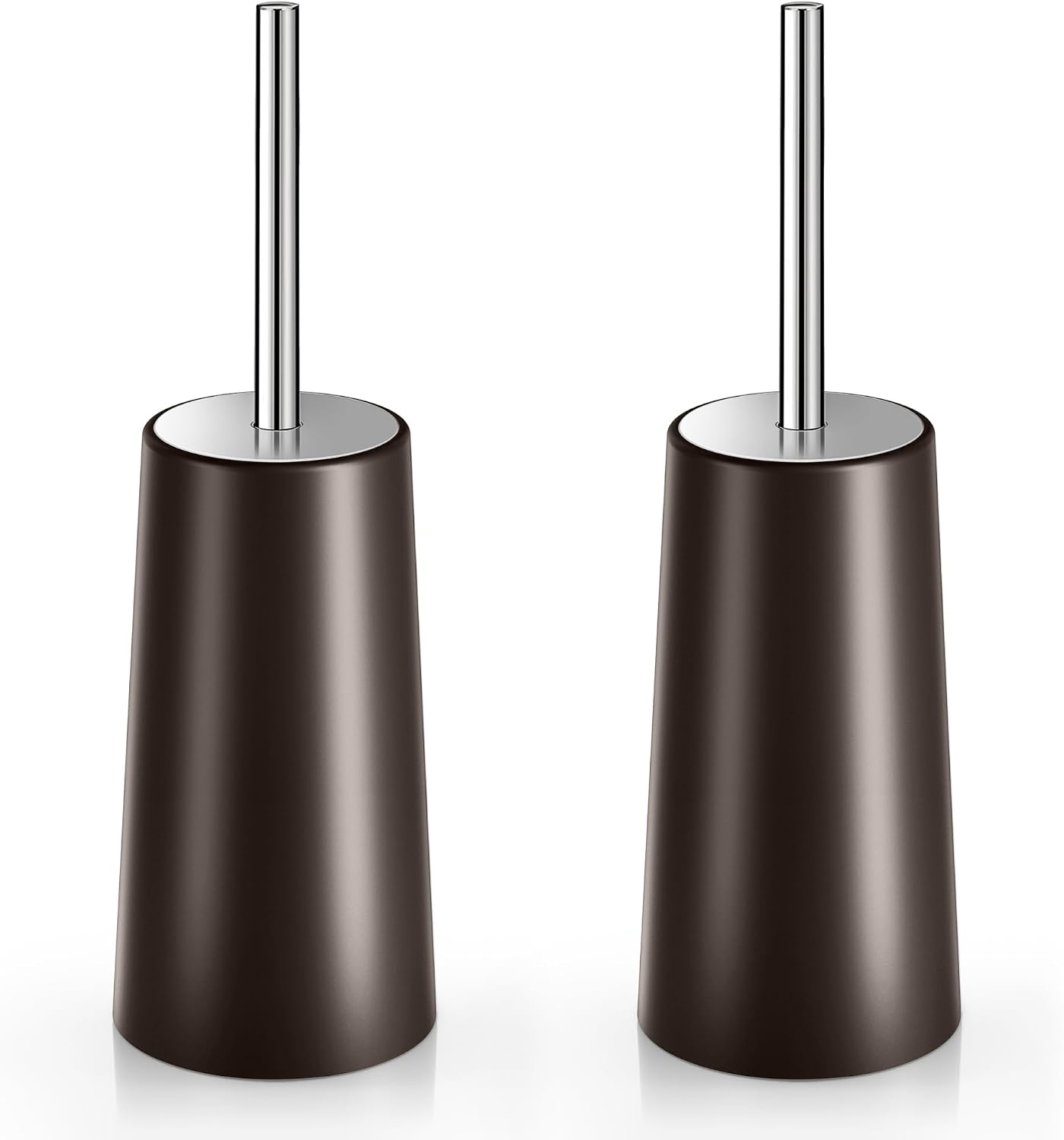 Toilet Brush and Holder, 2 Pack Toilet Brush with 304 Stainless Steel Long Handle, Toilet Bowl Brush for Bathroom Toilet-Ergonomic, Elegant,Durable (White)