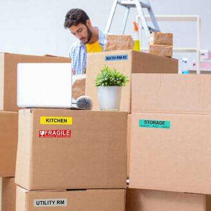 960 Count Home Moving Labels,16 Rolls Different Color Coding Moving Labels for Boxes Stickers + Fragile Moving Stickers + 1 Blank Label Roll for Customized Use