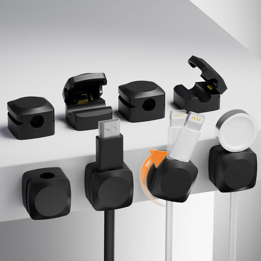 Lancord 8 Pack Rotatable Cable Clips, Cord Organizer Spring Clip Cord Holder for Nightstand Cable Holders for Cords, Dorm Room Essentials Cable Organizers Cable Management for Desk Office Car Wall
