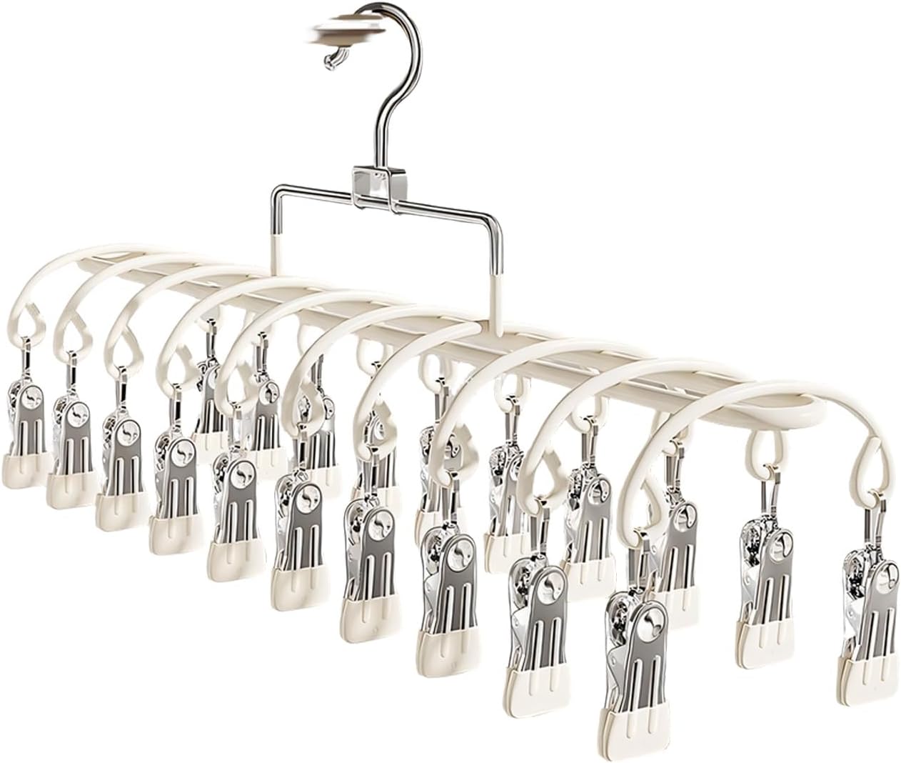 Stainless Steel Garment Hanger 20 Secure Foldable Clips Home Vacation Accessory Outdoor Portable Garment Drying Hanger