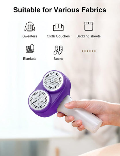 VASSON Fabric Shaver, Electric Lint Remover, Rechargeable Lint Shaver, Sweater Shavers to Remove Pilling, Large Fuzz Remover for Clothes Couch Furniture (Greyish White)