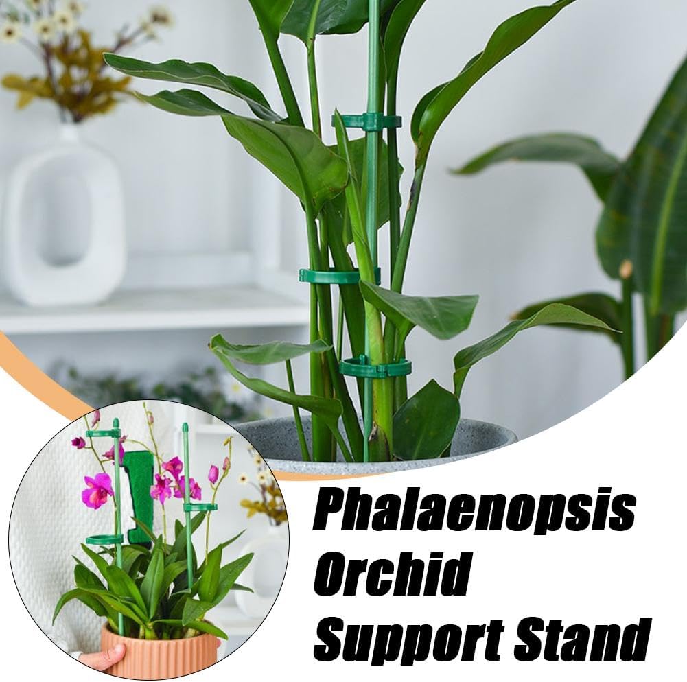 5Pcs Plant Stakes - Adjustable Length Plant Support Stake,with 10Pcs 360 °Rotating Buckle,for Indoor Outdoor,for Medium and Large Tomato Orchid Potted Plants Flower Support Rod
