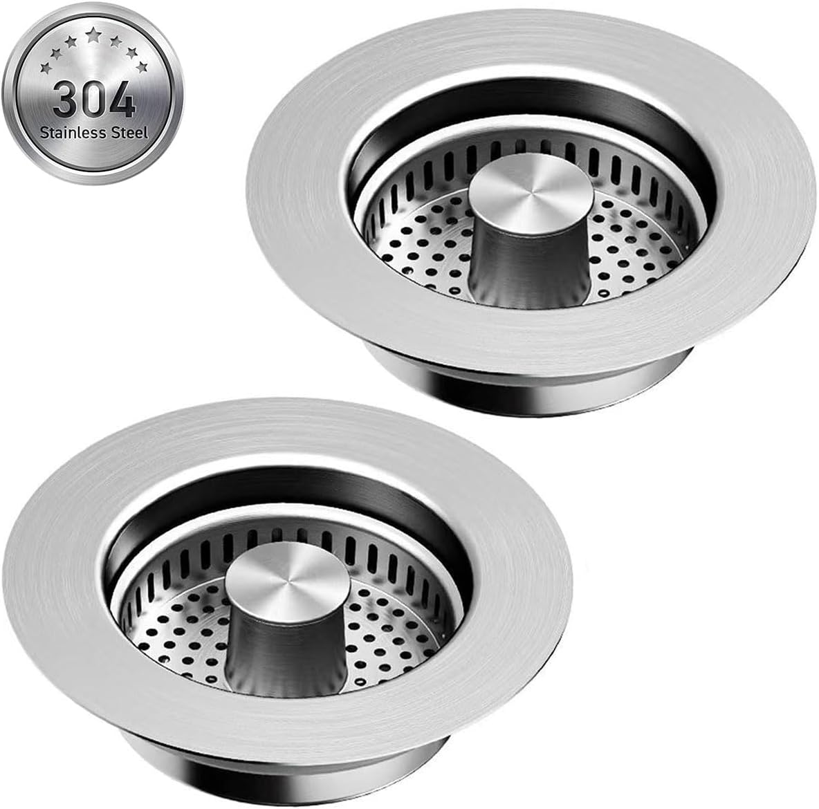 3 in 1 Kitchen Sink Drain Strainer [304 Stainless Steel Pop Up] Anti-Clogging Kitchen Sink Drain Stopper Stainless Steel Efficiently Drainage Odor Filter Sink Plug for Us Standard 3-1/2 Inch