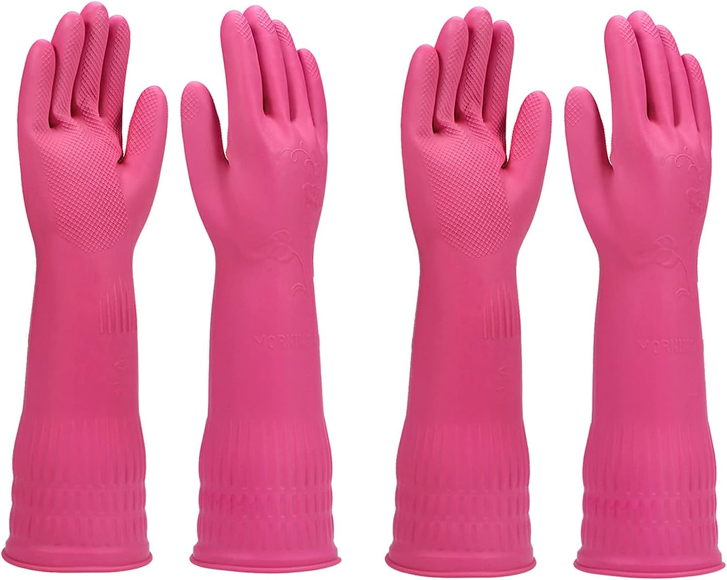 Dishwashing gloves 2 Pairs for kitchen,Rubber cleaning gloves,Long dish gloves reuseable.