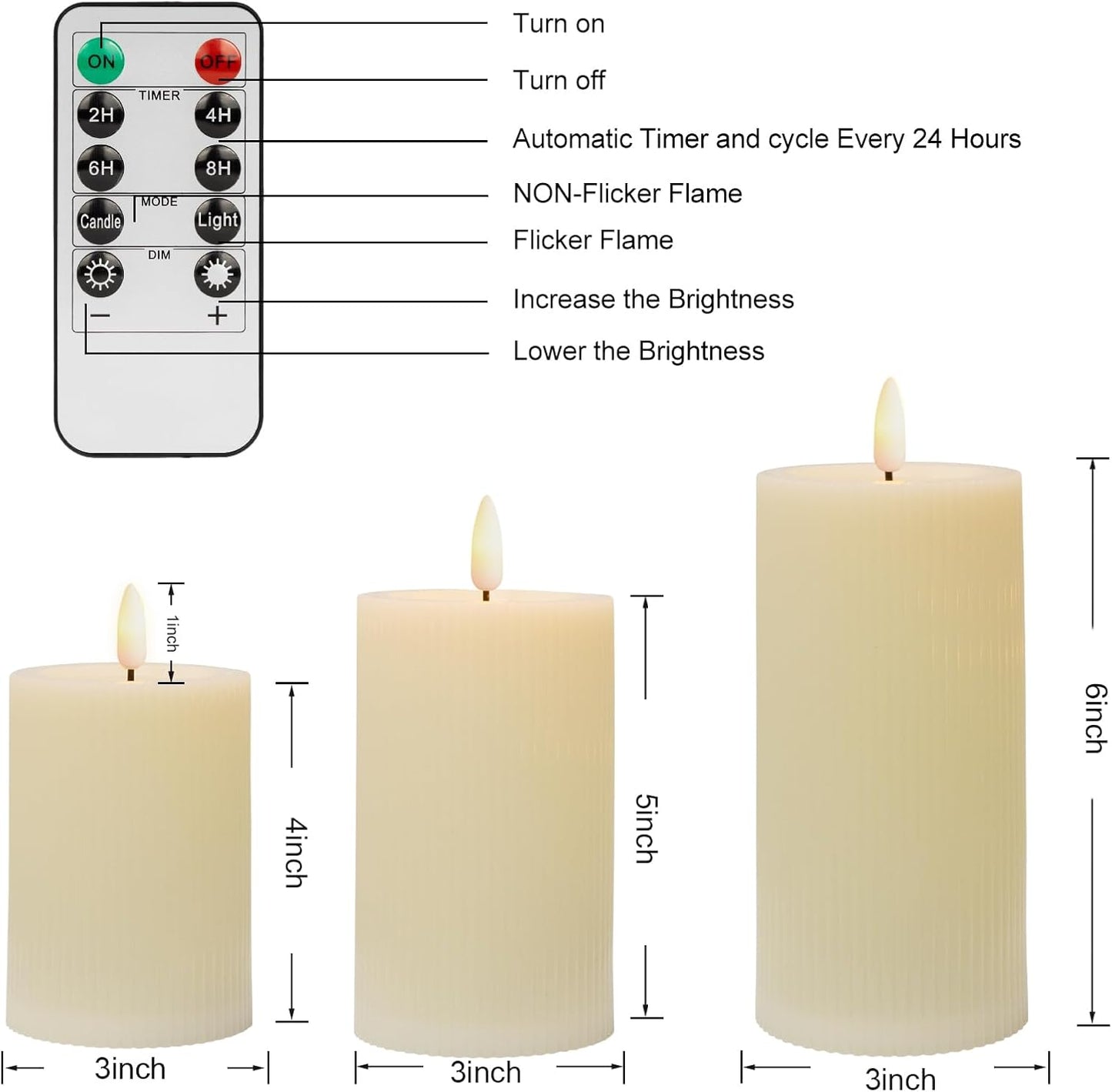 ANGELLOONG Flickering Flameless Candles, Realistic Battery Operated Candles with Remote and Timer, Set of 3 LED Candles for Room Fall Home Wedding Decor Centerpieces Table Party Valentines Decorations