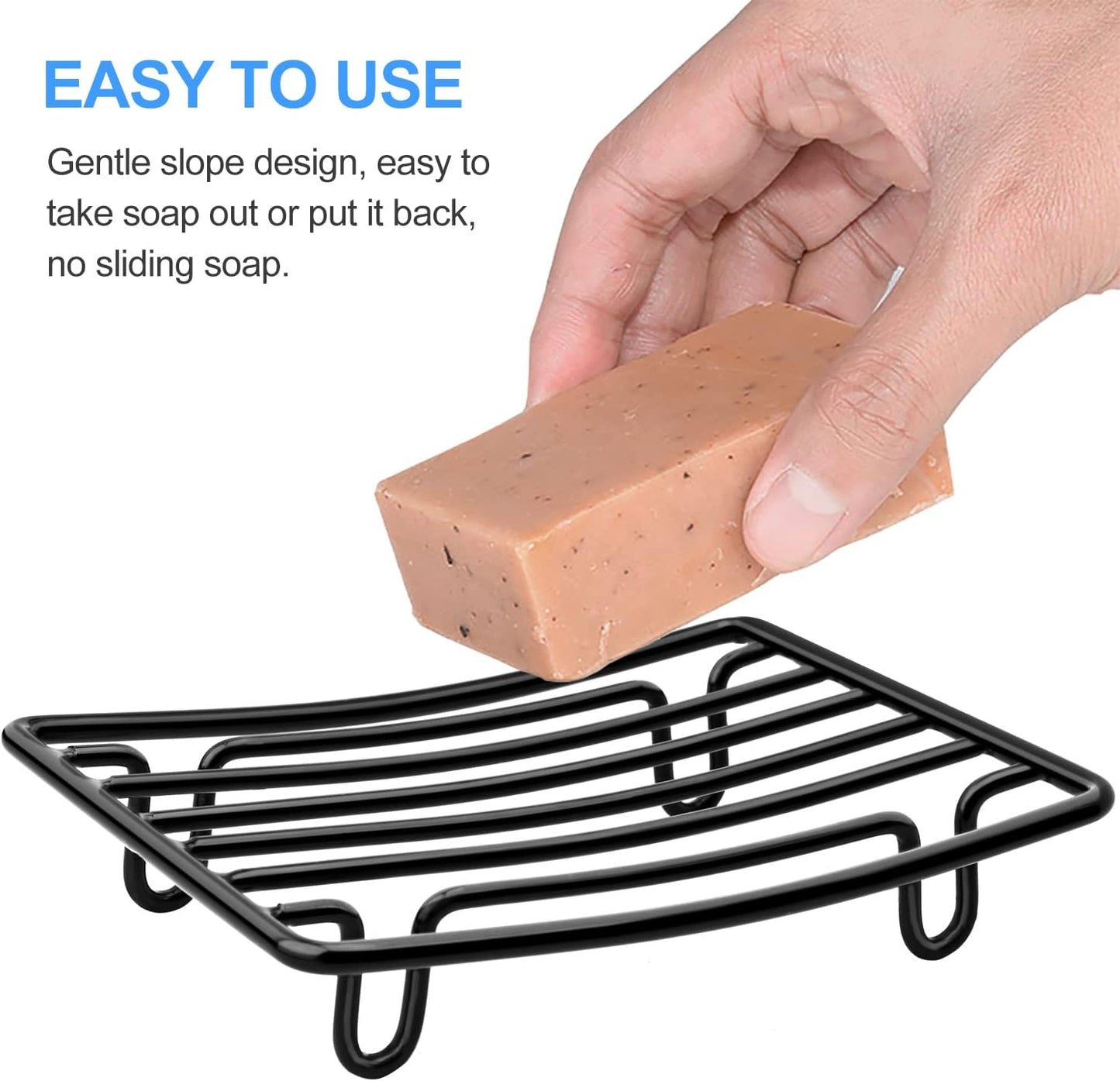 Soap Dish, Stainless Steel Bar Soap Holder for Shower, Self Draining Stand Soap Saver for Bathroom, Kicthen Sink and Countertop, Chrome 1-Pack