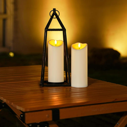 Homemory Dripping Wax Flameless Candles, Battery Operated Candles with Remote Control and Timers, LED Pillar Candles, Electric Fake Candles, 3" x 6", Set of 2