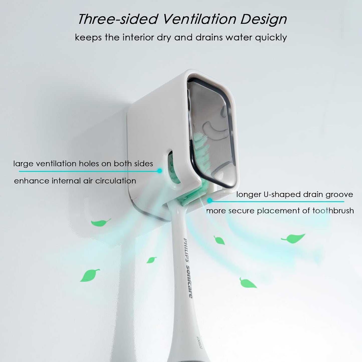 2PCS Toothbrush Holder Wall Mounted for Bathroom with Cover for Shower - with Toothpaste Clip - Single Slot Toothbrush Dispenser Storage Organizer for Travel with Detachable Design