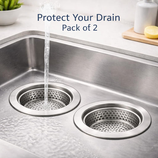 [2-Pack] Kitchen Sink Strainer (4.5-Inch) - Premium 304 Stainless Steel Drain Basket with Anti-Clog Micro-Mesh | Fits Standard Kitchen Sinks | Heavy-Duty, Rustproof & Dishwasher Safe