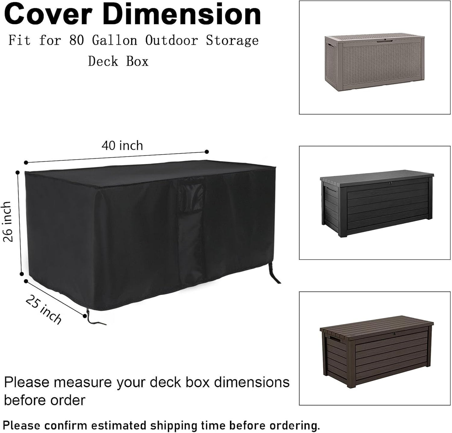 Outdoor Storage Box Cover for Keter XXL 230 Gallon Plastic Deck Storage Container Box,Waterproof Patio Storage Box Covers - 58 x 33 x 34 Inch