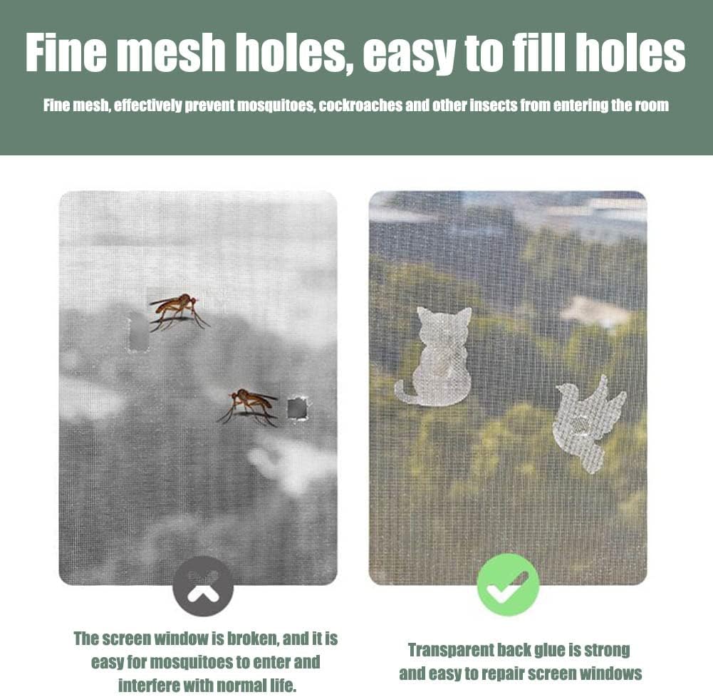 10Pcs Door Window Screen Repair Patch Set, Sliding Pet Mesh Screen Door Repair Patches, Strong Adhesive Screen Repair Stickers for Repair Holes Tearing(Cat)