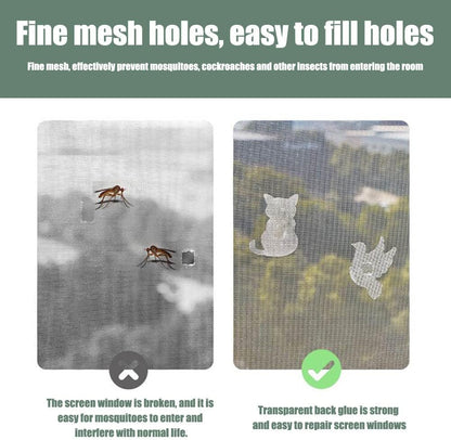 10Pcs Door Window Screen Repair Patch Set, Sliding Pet Mesh Screen Door Repair Patches, Strong Adhesive Screen Repair Stickers for Repair Holes Tearing(Cat)