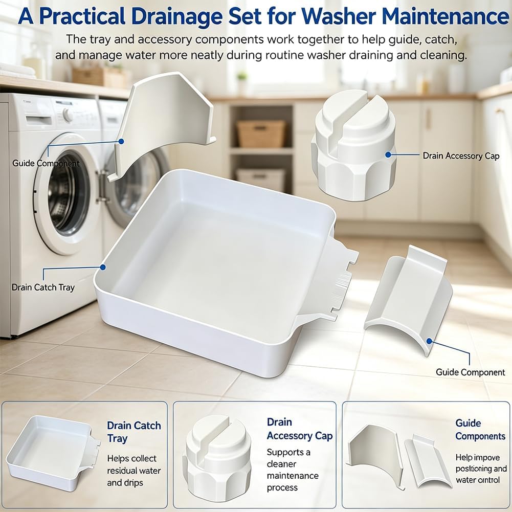 2027 New Washer Drain Pan, Washing Machine Drain Pan, Leak-Proof Drip Tray, Easy to Install, Suitable for Basements, Apartments, Mobile Homes, Garages and Rental Properties