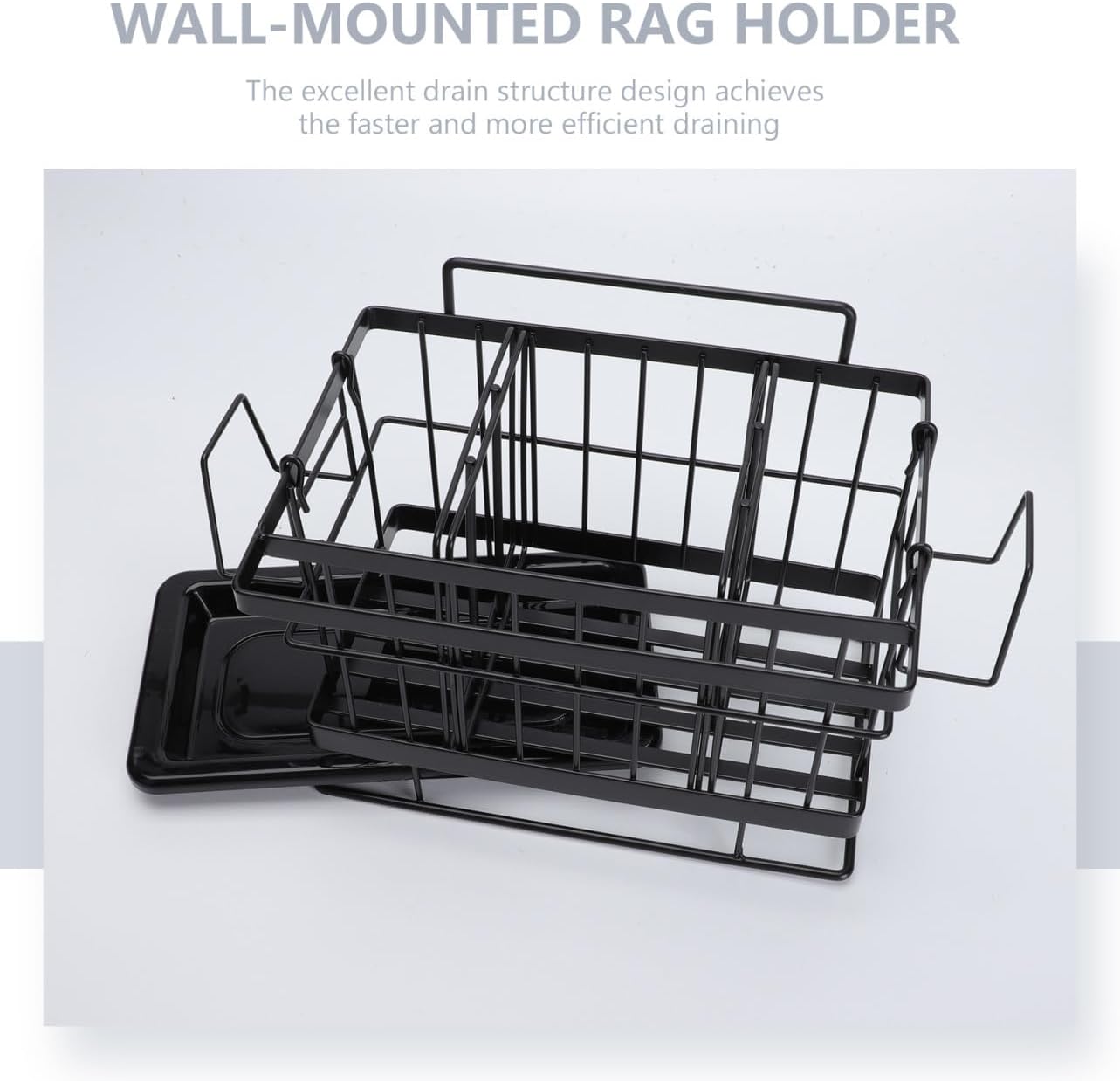Cabilock 1pc Wall-Mounted Sponge Drain Basket Stainless Steel Adjustable Dish Cloth Rack for Kitchen Convenient Storage for Cleaning Tools Efficient Draining Design