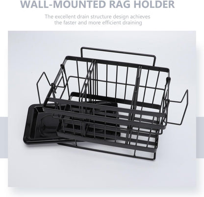 Cabilock 1pc Wall-Mounted Sponge Drain Basket Stainless Steel Adjustable Dish Cloth Rack for Kitchen Convenient Storage for Cleaning Tools Efficient Draining Design