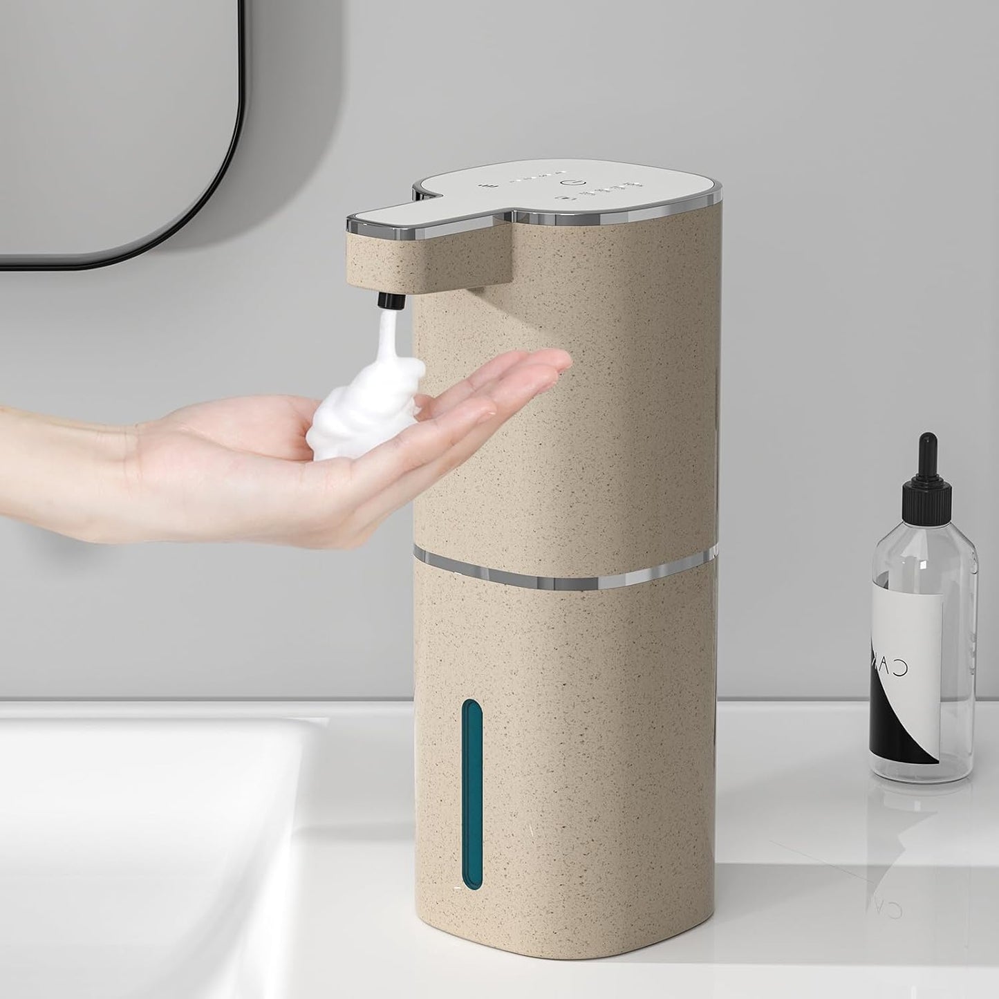 Automatic Foaming Soap Dispenser, Touchless Hand Soap Dispenser, USB Rechargeable, 4 Adjustable Levels, 14.2 oz (420 ml) Large Capacity, for Bathroom, Kitchen & School (Black, Foaming)