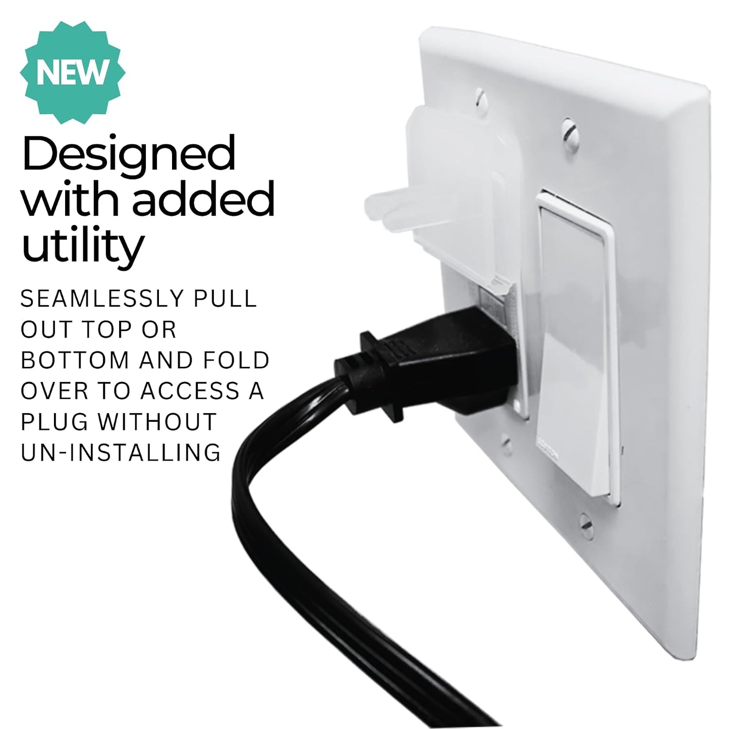 White Double Outlet Covers Baby Proofing (10 Pack, 20 Sockets) | Baby Proof Plug Covers for Electrical Outlets | Safe & Secure Baby Safety Products | Childproof Socket Covers Protect Toddlers & Babies