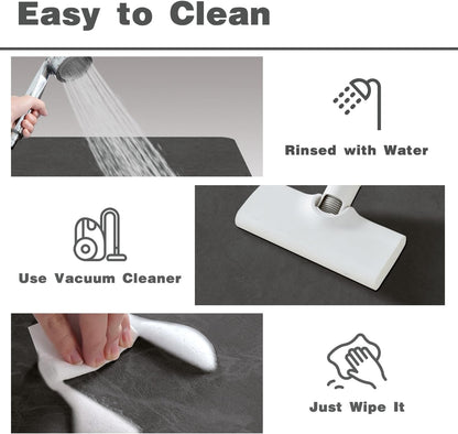 TYUU Bath Mat, Bathroom Rugs Non Slip Washable Thin Absorbent Quick Dry Bath Mat Fits Under Door Bathroom Floor Mat Perfect for Bath, Shower, or Sink 16"x24" Dark Grey