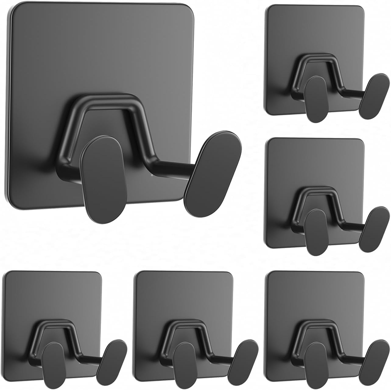 susswiff Shower Hooks for Inside Shower - Extra Sticky Stainless, Razor Holder Accessories, Wall Mounted Self-Adhesive Double Hooks for Razor, Loofah, Towel, Shaver, Coat, Key, Silver 6 Pack