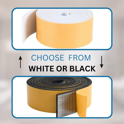 High Density Foam Weather Stripping Door Seal Strip Insulation Tape Roll for Insulating Door Frame, Window, Air Conditioner | Self Adhesive Sealing Weatherstrip (4 in x 1/4 in x 10 Ft, Black)