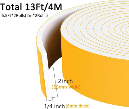 Strong Adhesive Weather Stripping, High Density Weatherproof Weather Stripping Door Seal Strip for Sliding Door, Windows,Noise-Reduction Foam Sealing Strip, White(1/2 in x 1/4 in x 13Ft) - Colors A