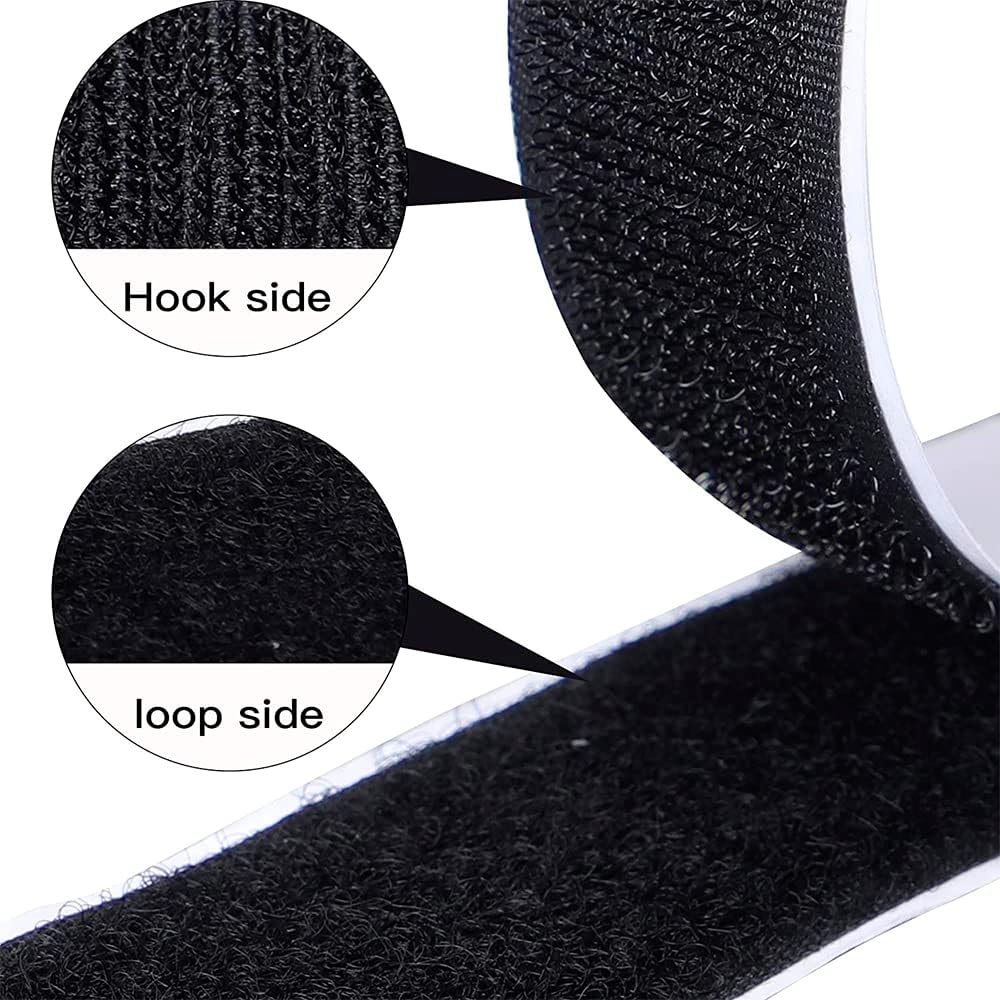 1 inch Black Hook and Loop Tape 1 Yd Self Adhesive Tape Sticky Back Heavy Duty Fastener Ideal for Window Fixing Net Carpets DIY Project Handmade Craft Home Office
