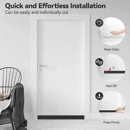 Door Draft Stopper, Ohuhu 39"L x 2"W Silicone Weather Stripping Under Door Seal for Exterior Interior Doors, 1" Widened Strong Adhesive, Soundproof Door Sweep Strip to Block Cold, Noise, Light Pests