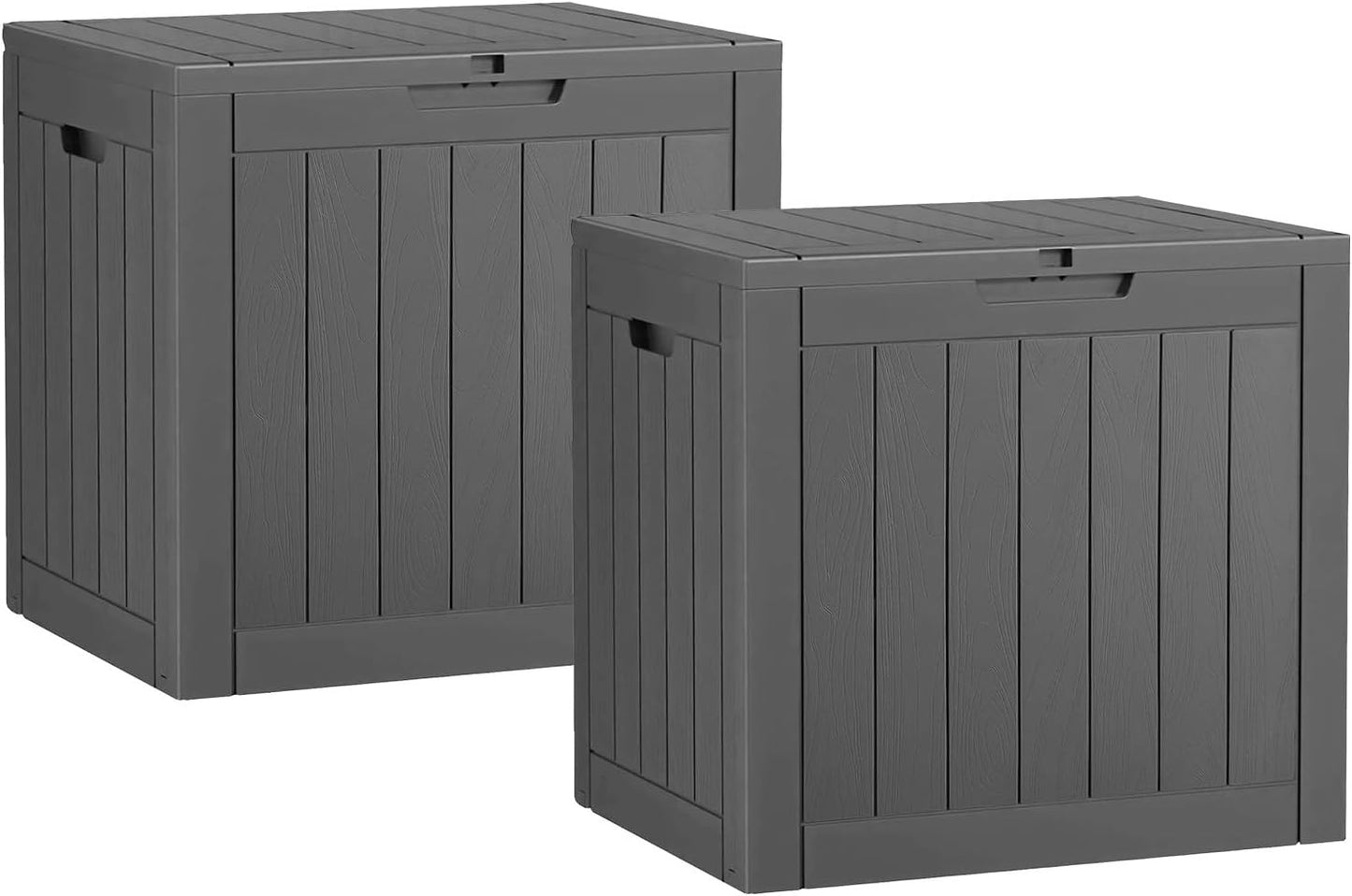 Fancyango 75 Gallon Outdoor Deck Box Waterproof, Large Storage Box for Patio, Resin Storage Bench Lockable for Garden Tools, Package Delivery, Black